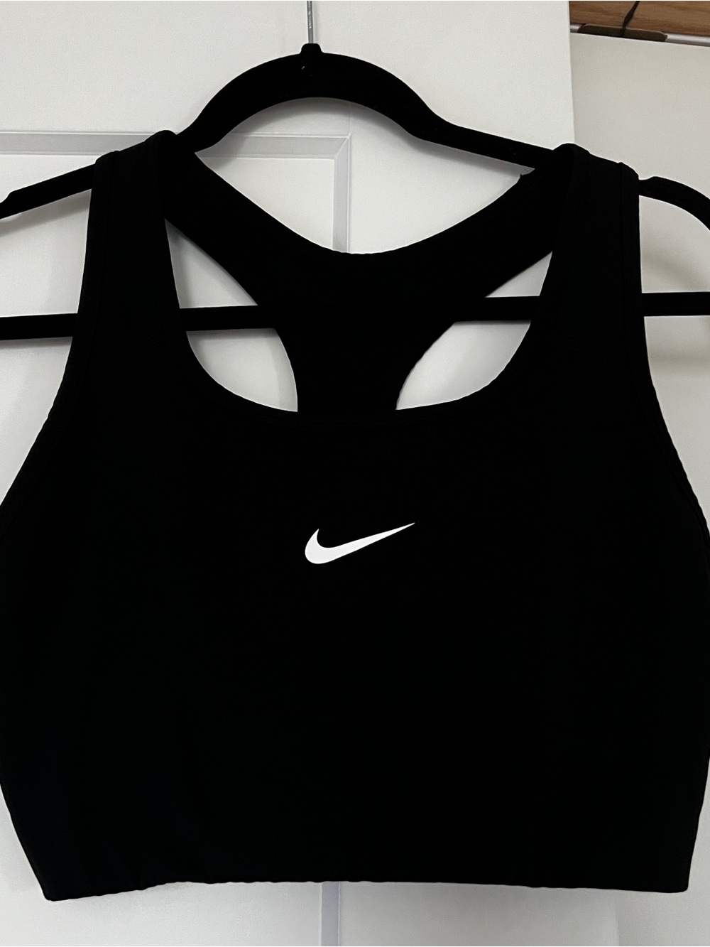 Nike Black Racerback Sports Bra with White Swoosh